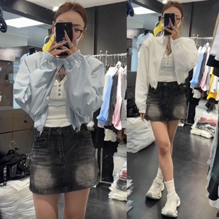 韩系chic超火立领烫钻防晒衣女短款 宽松抽绳小个子夹克薄外套 春季