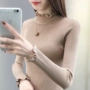 Mùa thu 2019 thời trang mới của phụ nữ lá sen Slim màu rắn nửa cao cổ áo len áo len nữ đáy quần - Áo len áo khoác len nữ ngắn