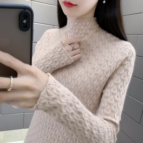 冬季软糯半高领修身打底毛衣女