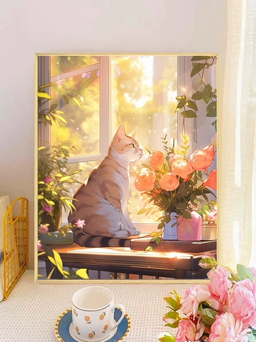 Цифровой акрил для рисования, масляная краска, раскраска, «сделай сам», кот, ручная роспись, антистресс