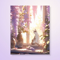 Meow E перед окном