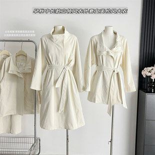 RIERA小个子立领韩系风衣外套女中长短款2024春秋季新款白色高级