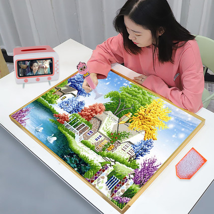 2024钻石画5d满钻卧室十字绣新款客厅风景砖石贴画山水秀2025美式