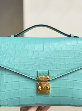 紫色雾面鳄鱼皮肚皮女士单肩包大容量翻盖锁扣女包高档真皮斜挎包