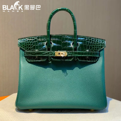touch铂金包togo皮拼鳄鱼皮祖母绿色金扣全手工包女士手提包高端