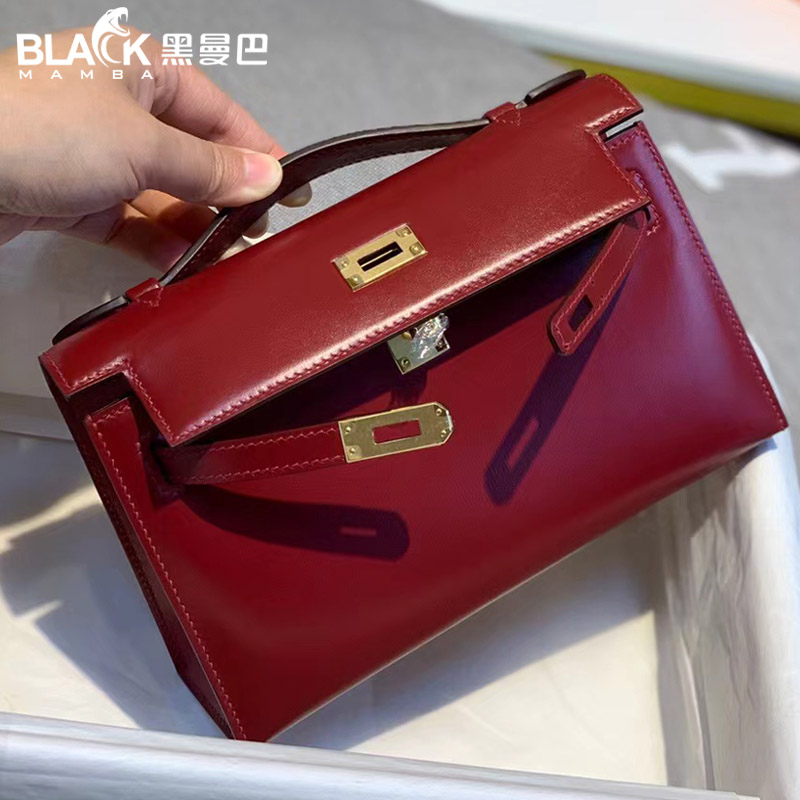 黑曼巴全手工进口box凯莉包一代图片