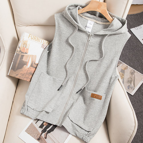 春秋款连帽马甲大口袋方便装手机