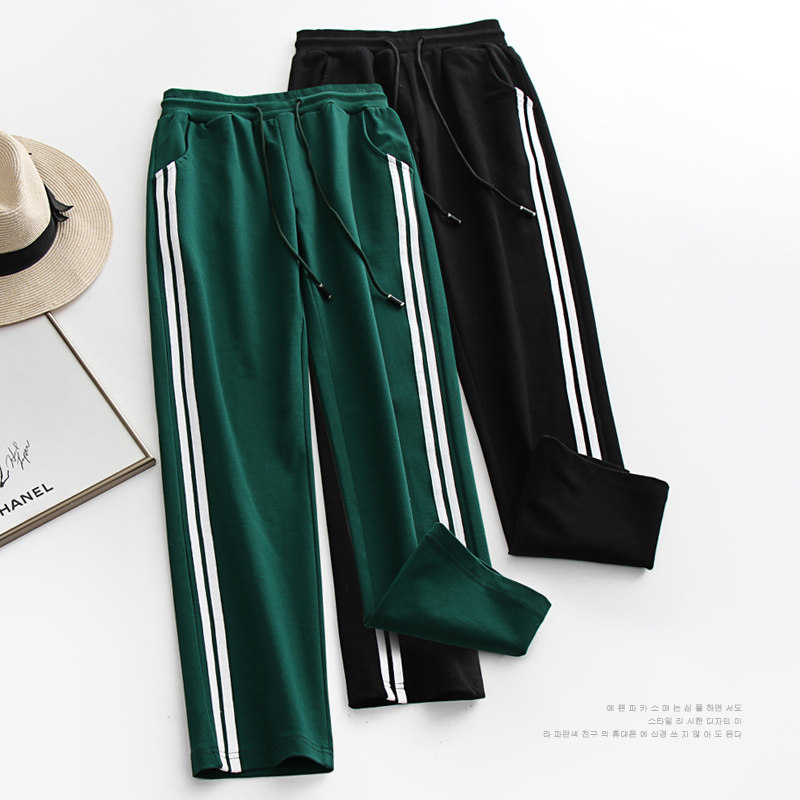 运动直筒裤女宽松大码纯棉薄款2025春秋新款条纹休闲外穿学生卫裤,女装/女士精品,休闲裤,淘宝优惠券,粉丝福利购,淘宝优惠卷