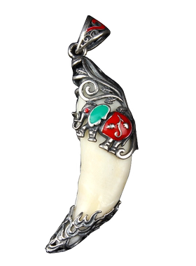 盈月银吊坠真黑狗牙男女士大象