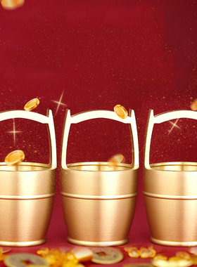 极速黄铜一桶金摆件水桶缸w办公室烟灰缸家居桌面工艺装饰品摆件