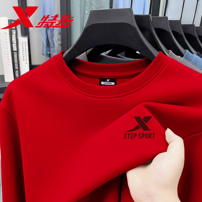 特步卫衣男款红色上衣