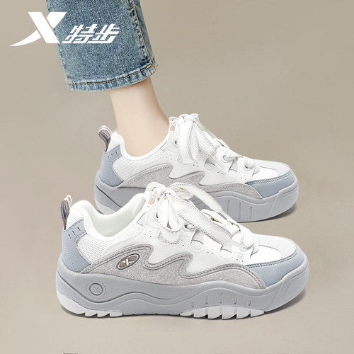 特步华夫鞋女鞋小白鞋