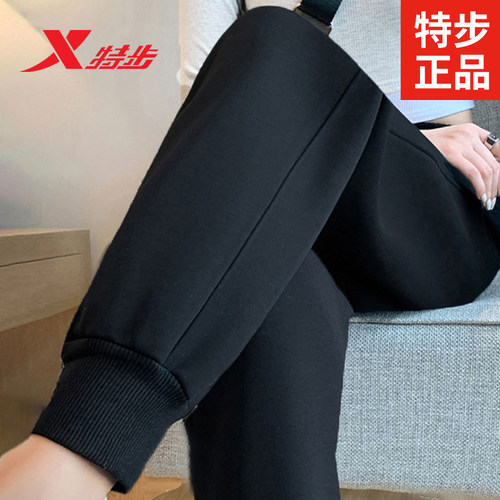 特步冬季加绒运动长裤女裤