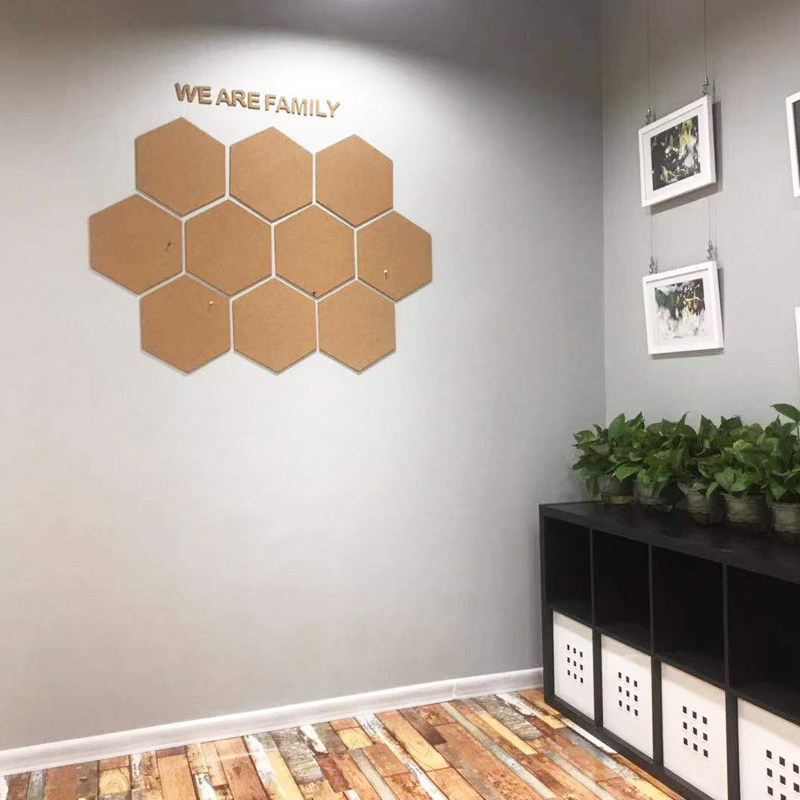 高档六边形软木板自粘贴照片墙免打孔相片框组合创意装饰房间背景