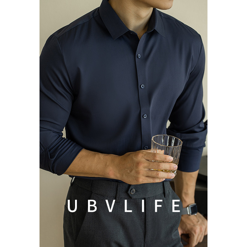 UBV易打理长袖衬衫男士免烫正装图片