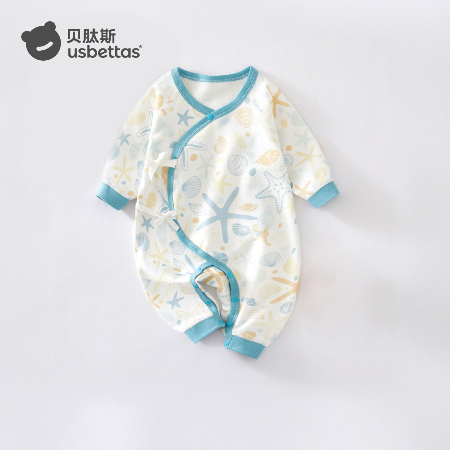贝肽斯宝宝衣服春秋和尚服纱布新生婴幼儿四季连体衣哈衣长袖爬服