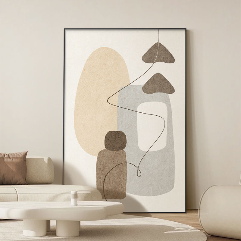 莫兰迪抽象装饰画奶油风简约艺术几何客厅壁画落地画玄关过道挂画图片