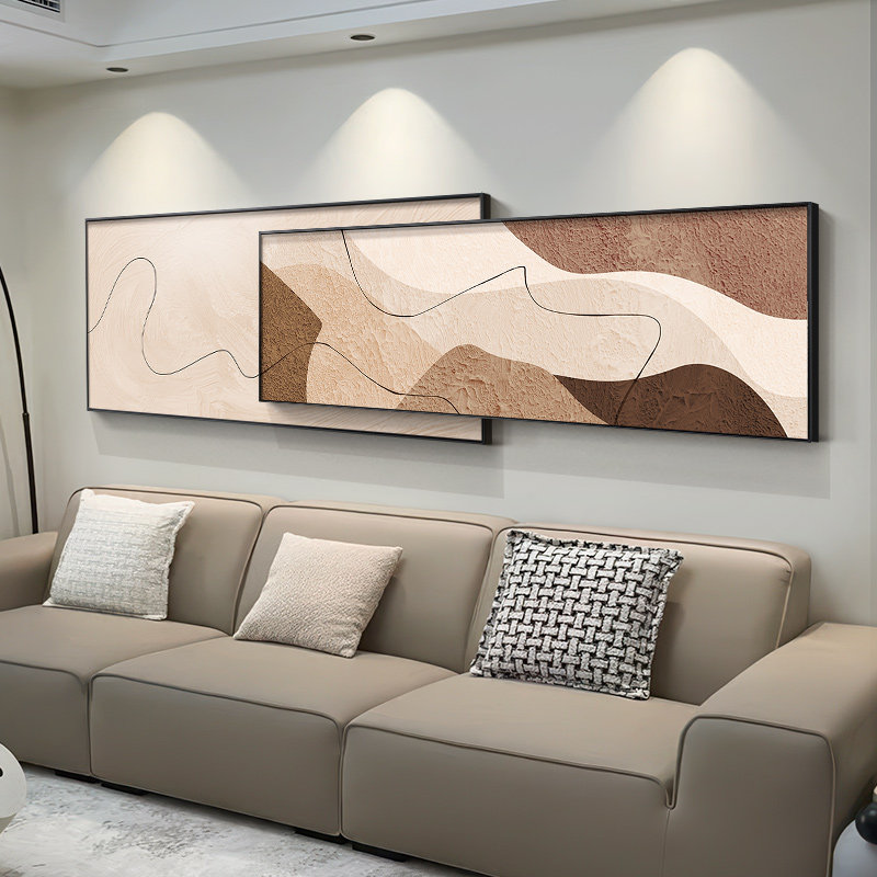 现代简约客厅装饰画极简几何抽象线条艺术壁画叠加沙发背景墙挂画