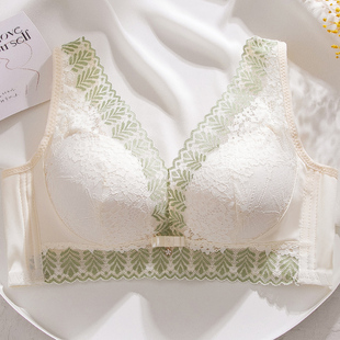 内衣女士性感蕾丝无钢圈背心式 文胸 胸罩收副乳聚拢调整型小胸厚款