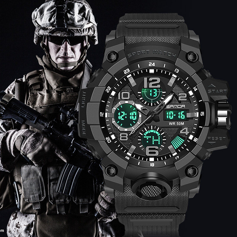 高中生手表男士初中学生青少年潮流运动机械防水电子表特种兵男表