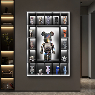 暴力熊玄关装饰画led灯轻奢高级感kaws走廊过道挂画客厅背景墙壁