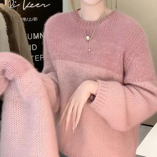 软糯慵懒风宽松气质百搭圆领针织衫 韩系上衣 毛衣女装 2024秋冬新款