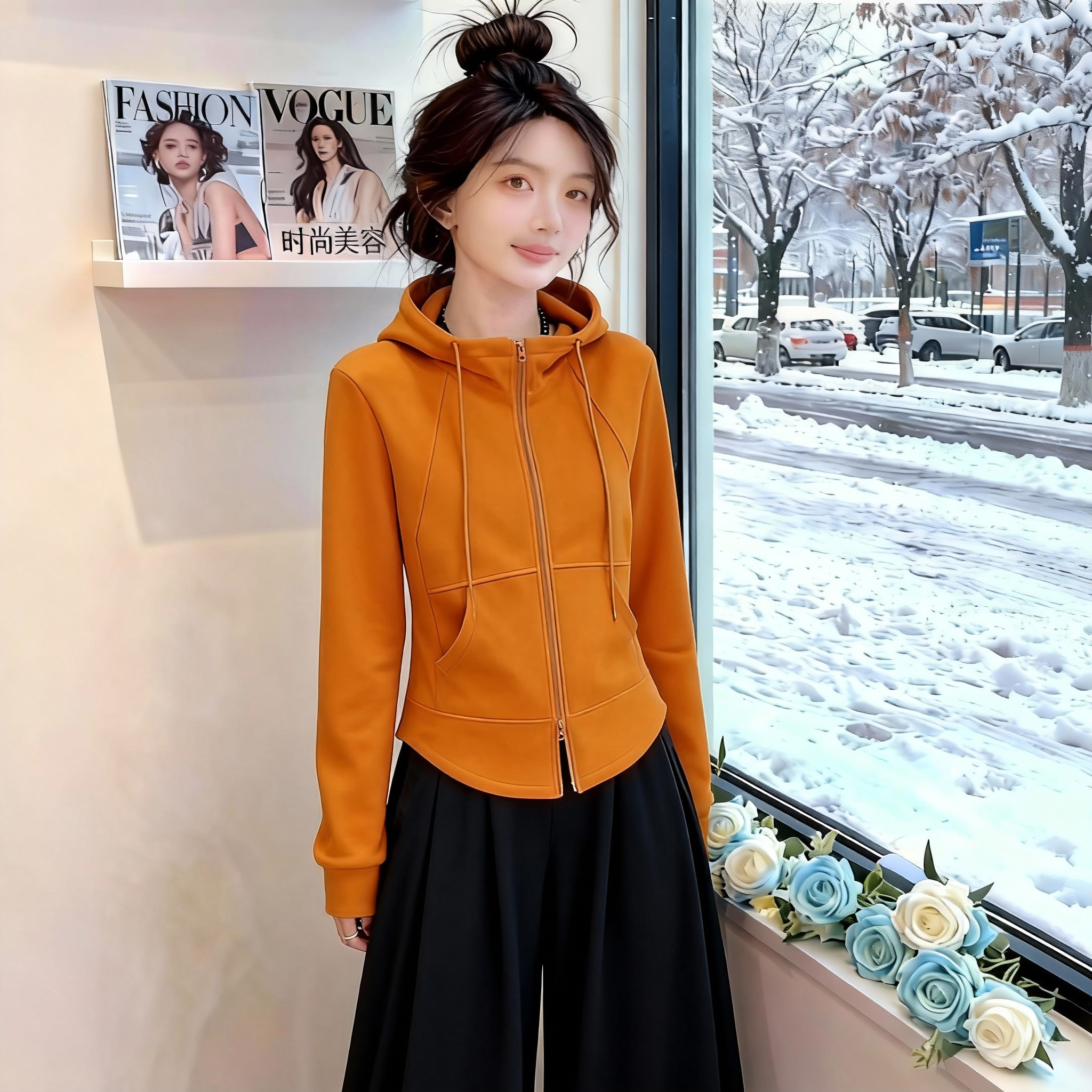 双拉链连帽卫衣外套女2025新款爆款秋季大码胖MM显瘦时尚洋气上衣,女装/女士精品,大码内搭,淘宝优惠券,粉丝福利购,淘宝优惠卷