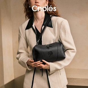 Cnoles蔻一软方包笔筒包包女式2025秋冬新款牛皮单肩斜挎包包女