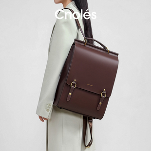 Cnoles蔻一背包女双肩包包2025新款牛皮电脑包英伦风书包女大学生