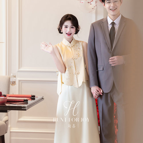 小个子新娘订婚礼服新中式旗袍女
