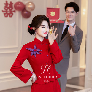 新娘订婚礼服敬酒服2026旗袍新款 淘喜「清岚」红色高端夏季 新中式