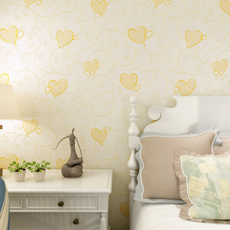 少女心小女孩女生卧室无纺布婚房壁纸温馨浪漫粉红色儿童房间墙纸