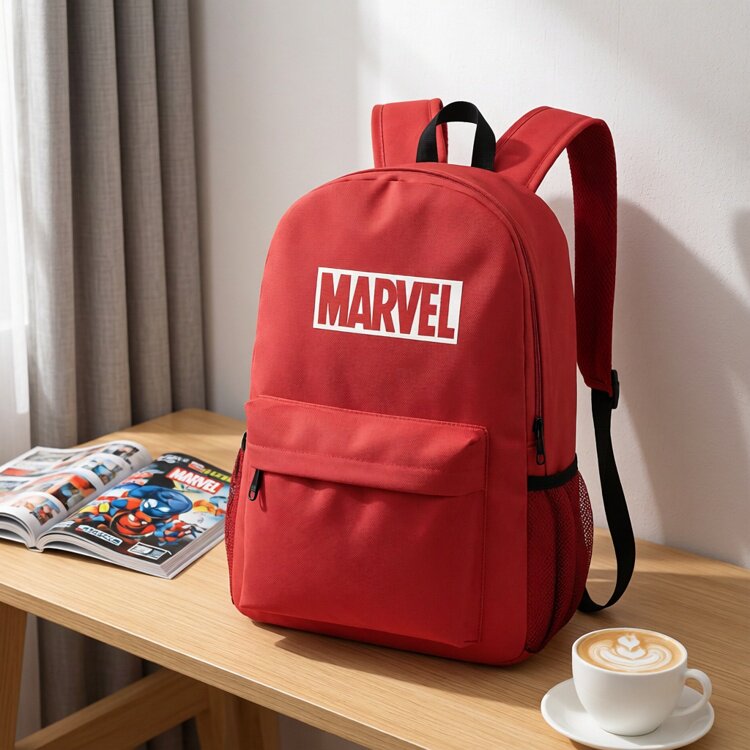 漫威MARVEL标志背包简约休闲潮牌双肩包百搭时尚电脑高中学生书包