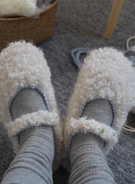 织造物语原创羊驼绒地板拖鞋钩织材料包毛线手工diy编织附教程