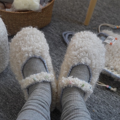 织造物语羊驼绒地板拖鞋钩织材料