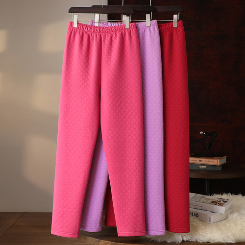 老年人睡裤女三层夹棉秋冬保暖裤