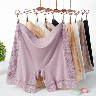 3条安全裤 女防走光不卷边大码 内裤 女200斤高腰胖mm蕾丝边四角短裤