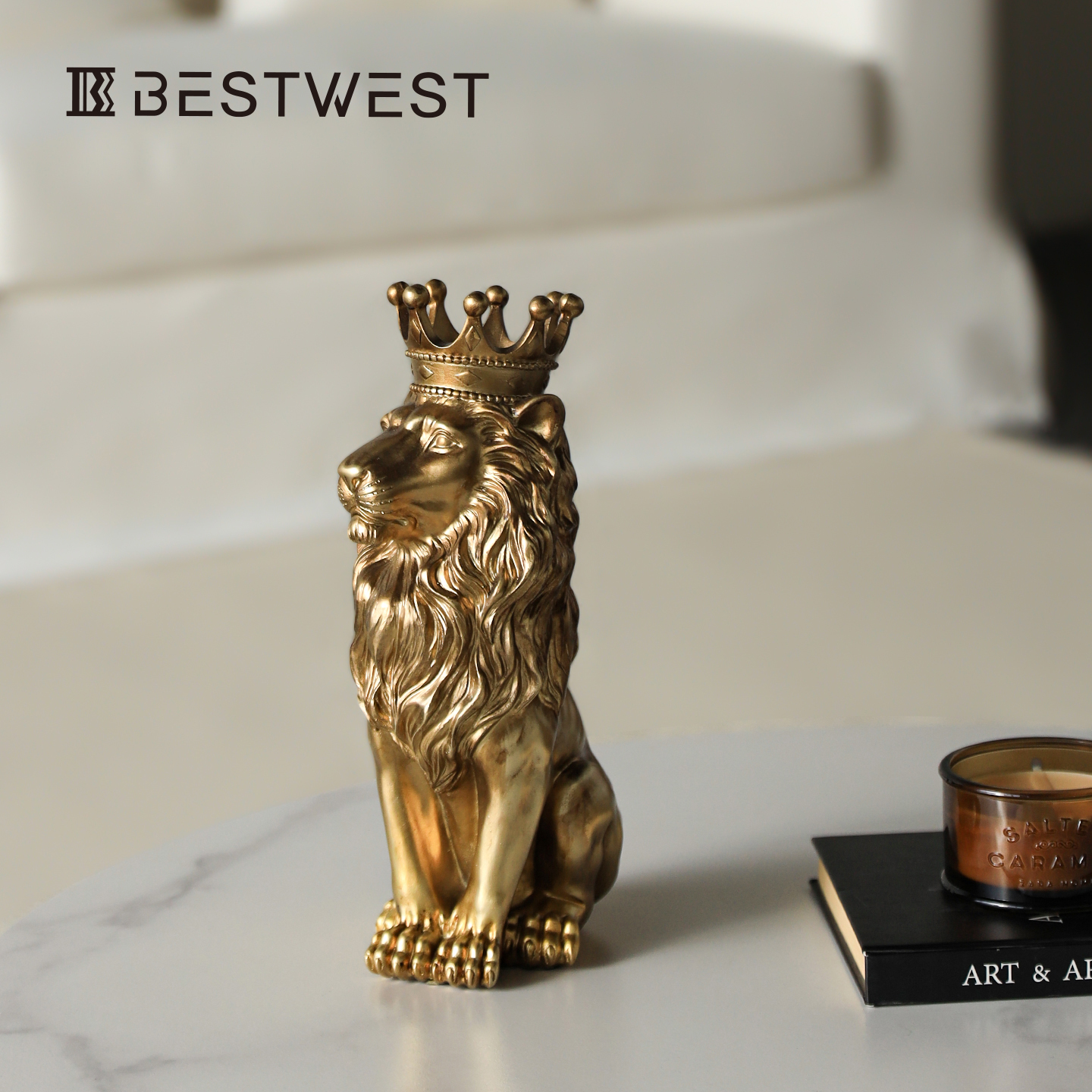 轻奢陶瓷狮子摆件乔迁礼物