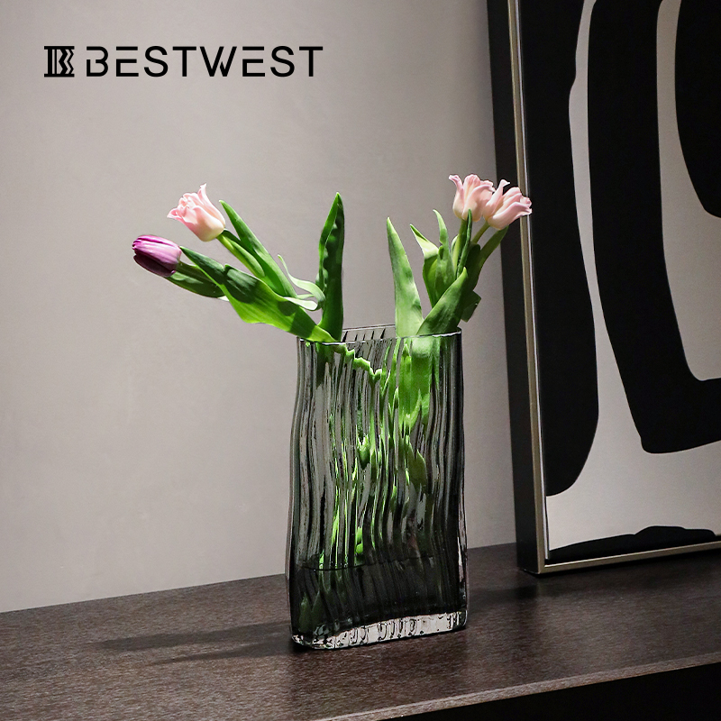 BESTWEST简约高级感玻璃花瓶