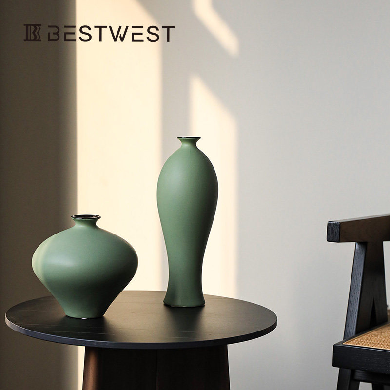 BEST WEST |设计师原创|宋韵青瓷手工花器新中式花瓶玄关艺术摆件
