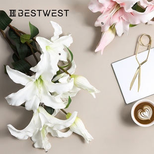 百合花仿真花束假花摆设高级仿生花艺摆件装饰轻奢高端餐桌花客厅