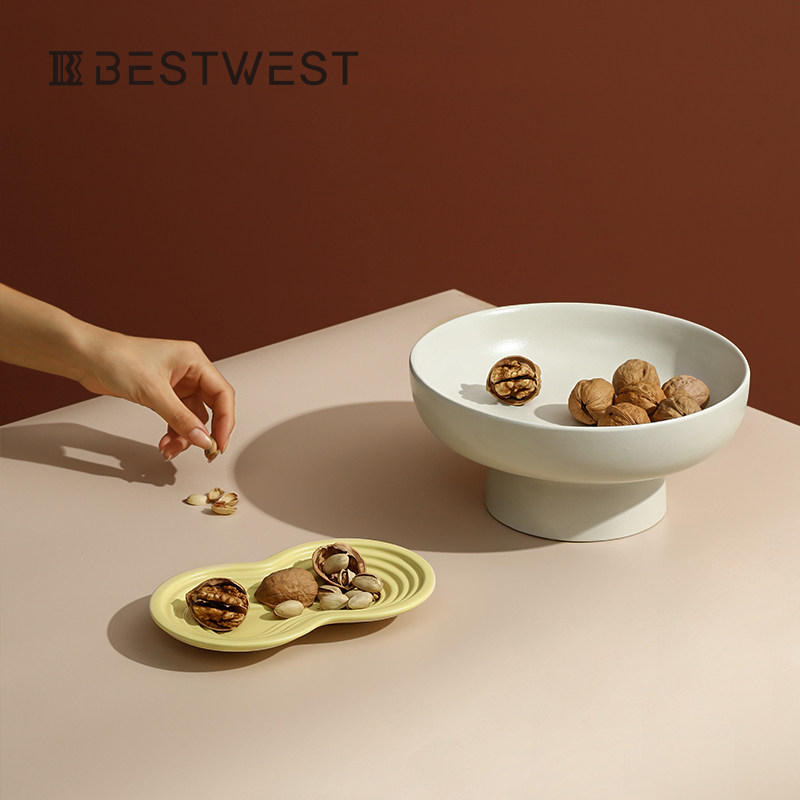 水果盘供盘客厅家用陶瓷客厅茶几零食佛手柑托盘高档摆件轻奢风