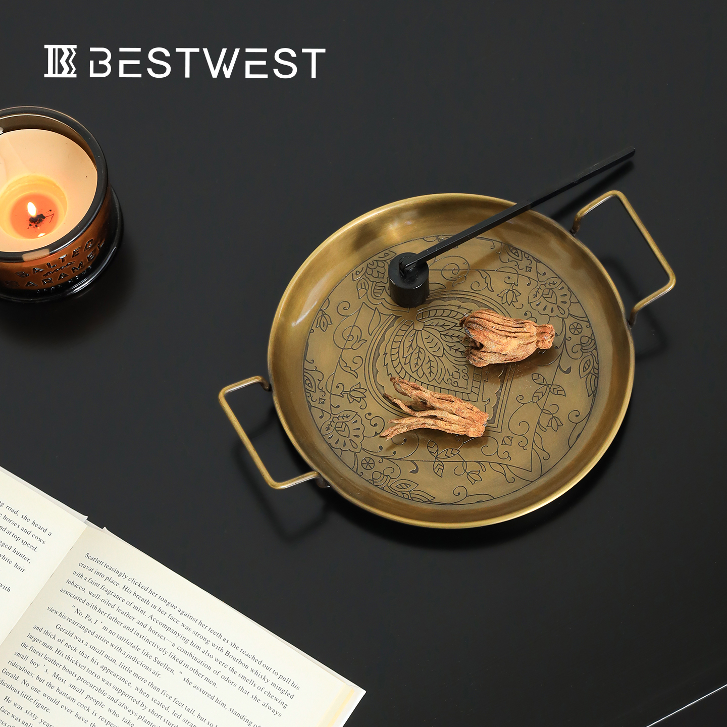 进口黄铜法式复古餐用托盘