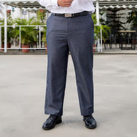 Men's plus-size suit pants for weight gain, plus-size dress pants, mid-high-waisted straight-leg trousers, black loose dress pants for fat men thumbnail 6