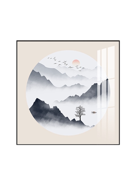新中式风景玄关装饰画山水