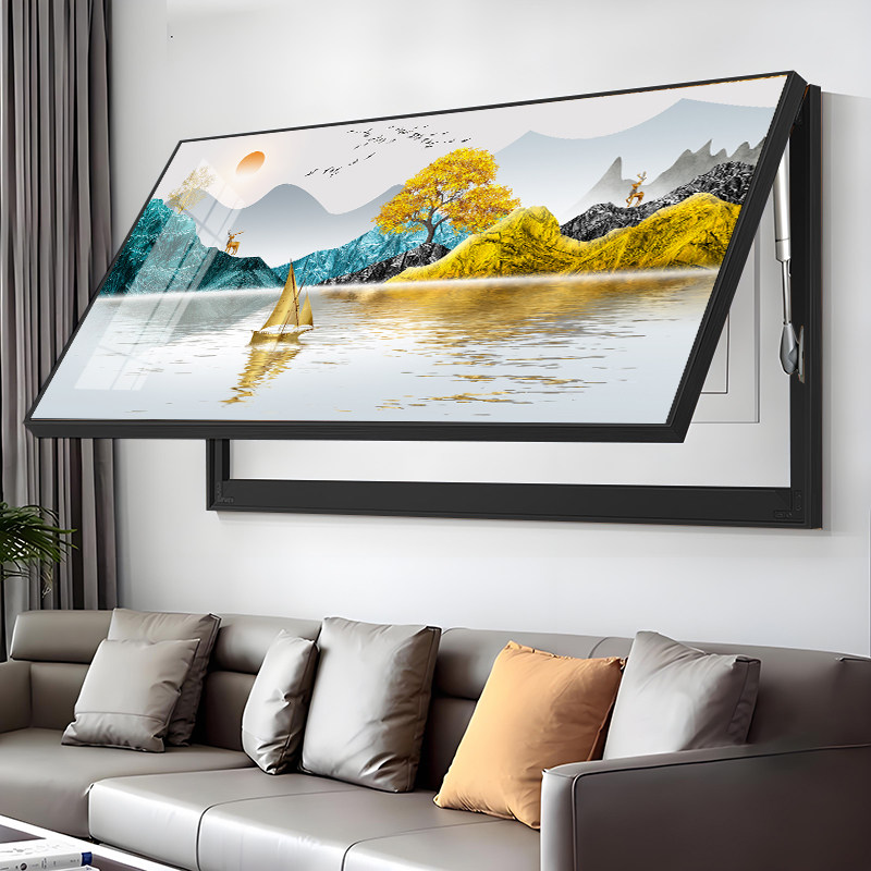 山水新中式电表箱装饰画大尺寸配电箱挂画弱电箱遮挡多媒体开关盒