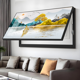 山水新中式电表箱装饰画大尺寸配电箱挂画弱电箱遮挡多媒体开关盒