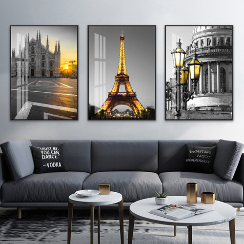 客厅装饰画沙发背景墙简约三联画