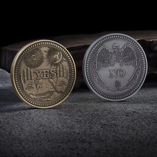 新款YES/NO手指决策币把玩立体浮雕太阳月亮天使骷髅决策硬币双面