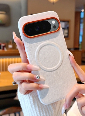 适用于谷歌Google Pixel10手机壳高级橙镜头商务素皮谷歌Pixel10ProXL新款四角全包防摔谷歌10A创意磁吸外壳